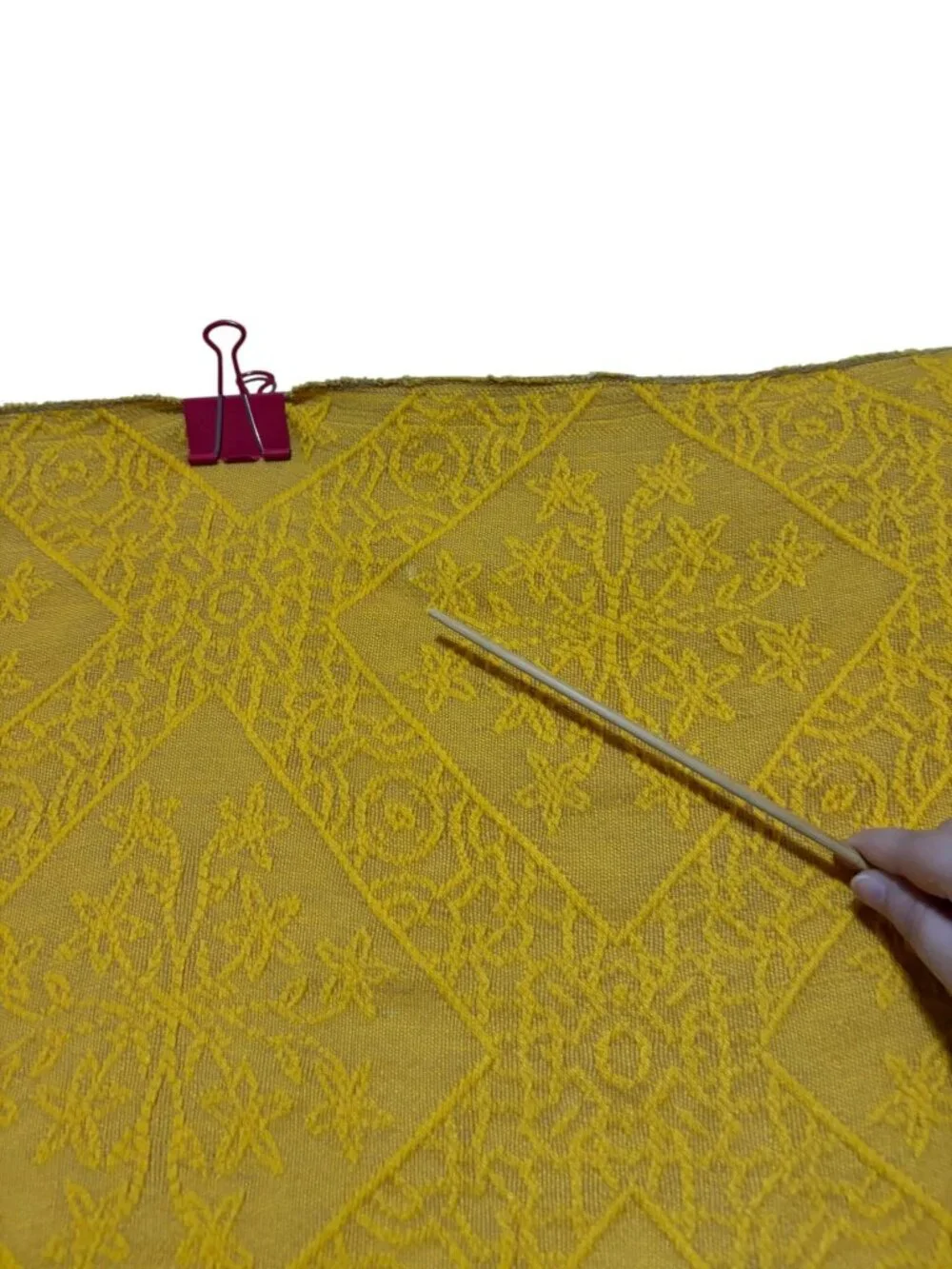 VTG Chenille Bedspread Fringe Mustard Yellow Pale Red MCM Grannycore Twin Full